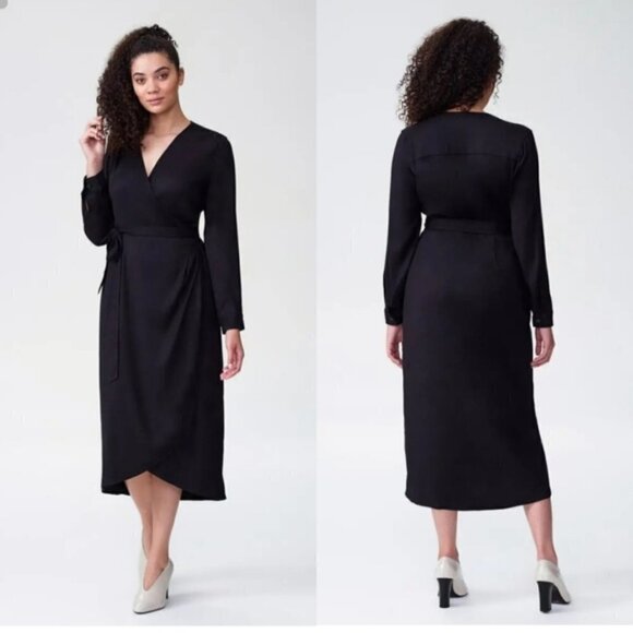 Universal Standard Rivers Wrap Dress Black Long Sleeve size 3XS US 2/4 Small - Picture 1 of 9
